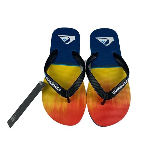Quiksilver Boys Molokai Black/Orange Flip Flops - Picture 1 of 6